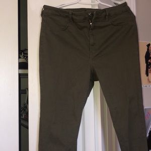 Olive green high waisted jeans